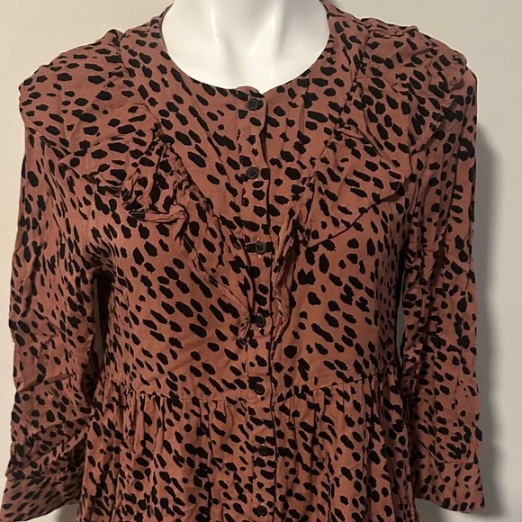 Zara Brown and Black Patterned Dress - Picture 4 of 4